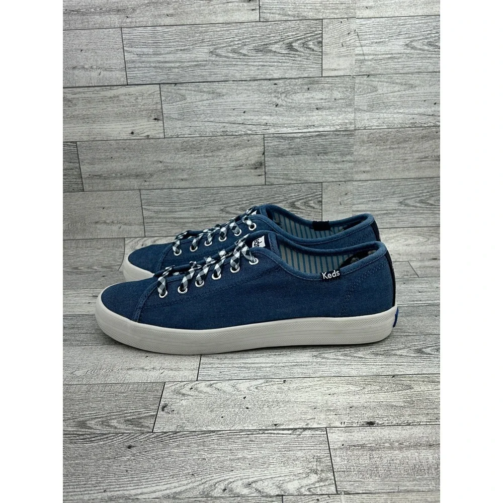 Keds x Draper James Champion Blue Canvas Gingham Sneakers WF62889 Womens 7